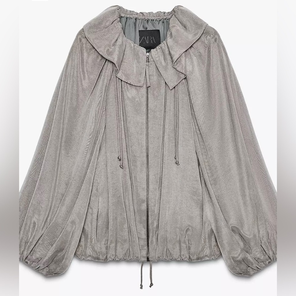 Zara ZW Collection Bomber Jacket | Light Gray | M | Gorgeous | NWT - Picture 1 of 11